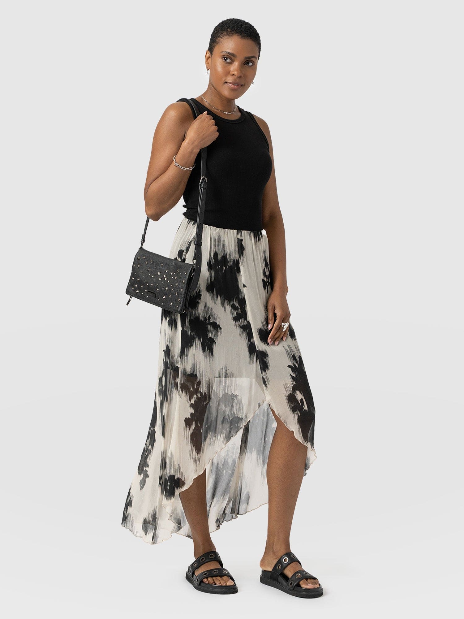 Lexi High Low Skirt - White Fade Floral